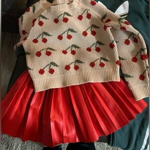 Cherry sweater w/skirt